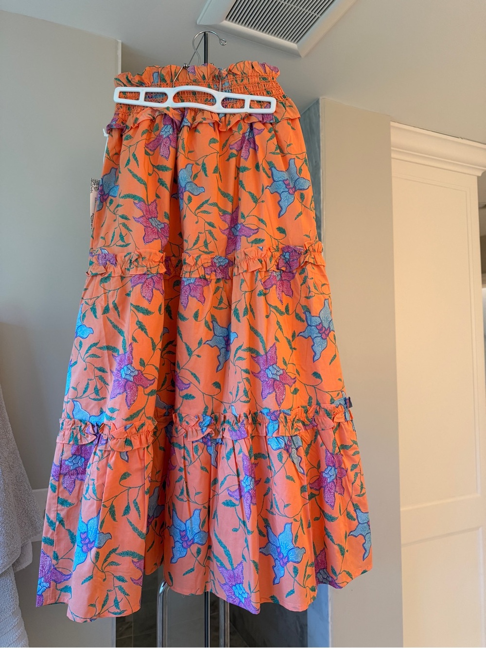 NWT Tuckernuck Floral Tiered Midi Skirt - Orange Floral